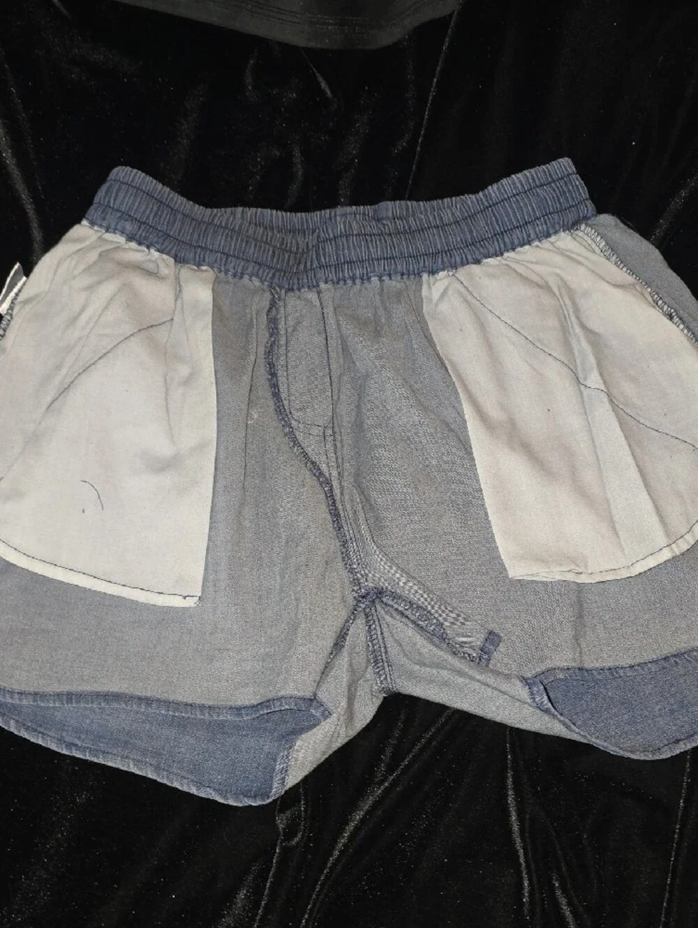 Grace & Lace Chambray Drawstring Shorts - Blue with White Tie